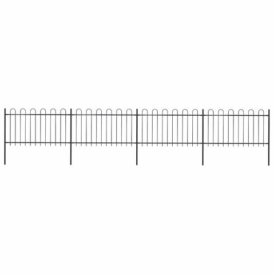 Garden Fence with Hoop Top Steel 714.5x100 cm Black
