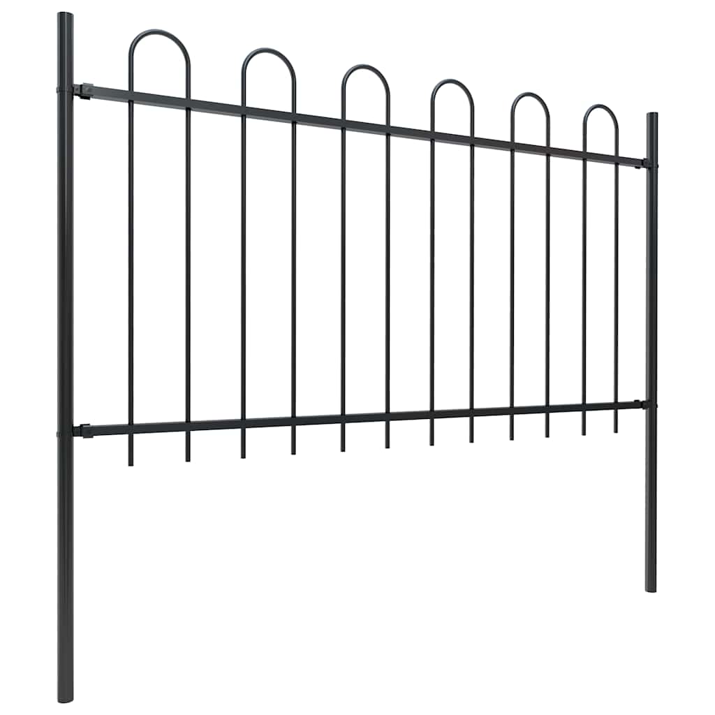 Garden Fence with Hoop Top Steel 1070x100 cm Black