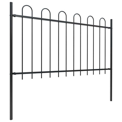 Garden Fence with Hoop Top Steel 1070x100 cm Black