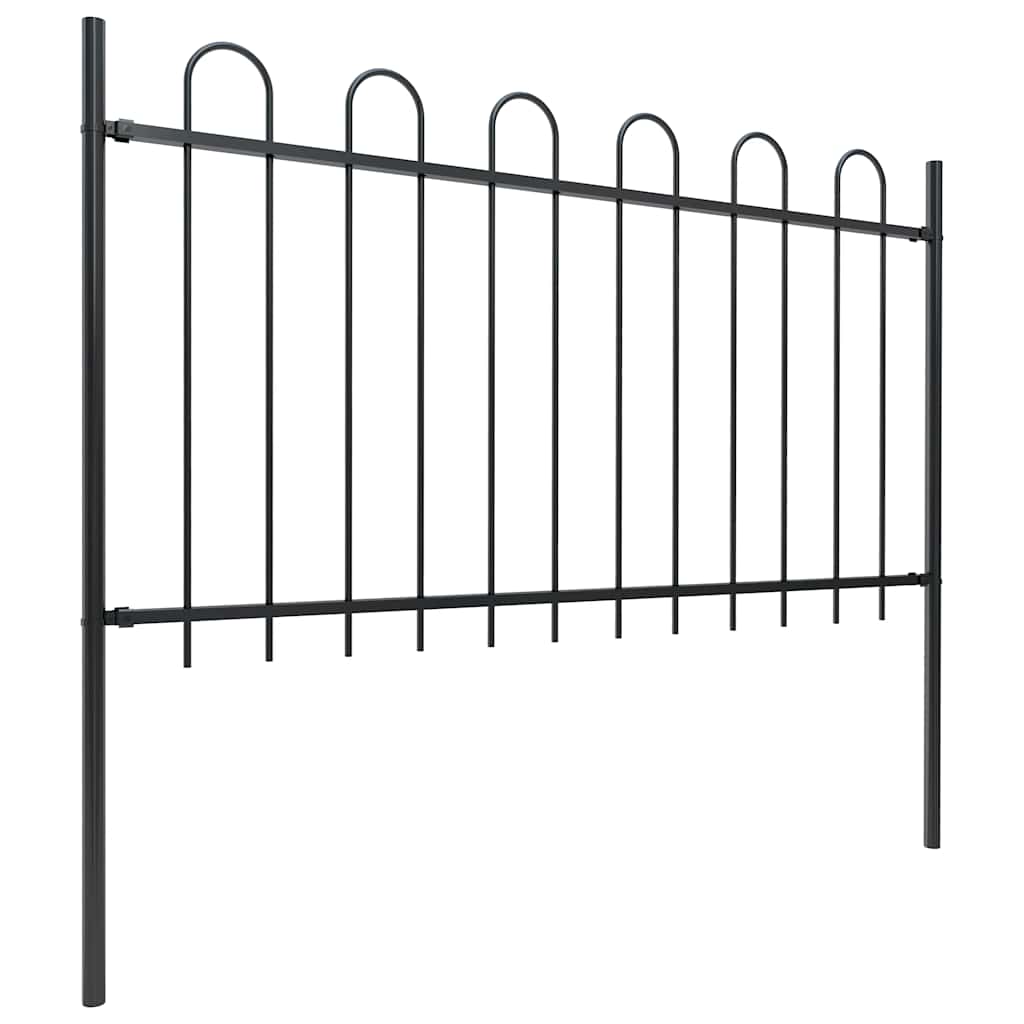 Garden Fence with Hoop Top Steel 1248x100 cm Black
