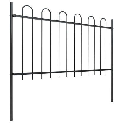 Garden Fence with Hoop Top Steel 1248x100 cm Black
