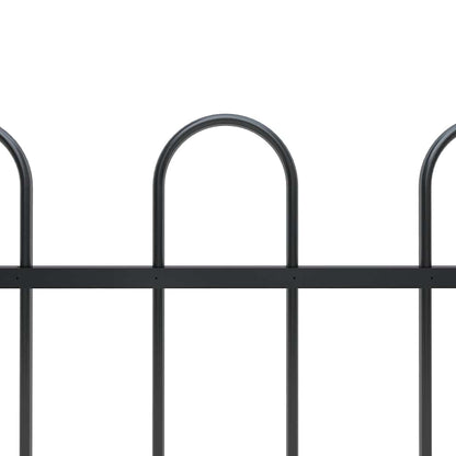 Garden Fence with Hoop Top Steel 1426x100 cm Black