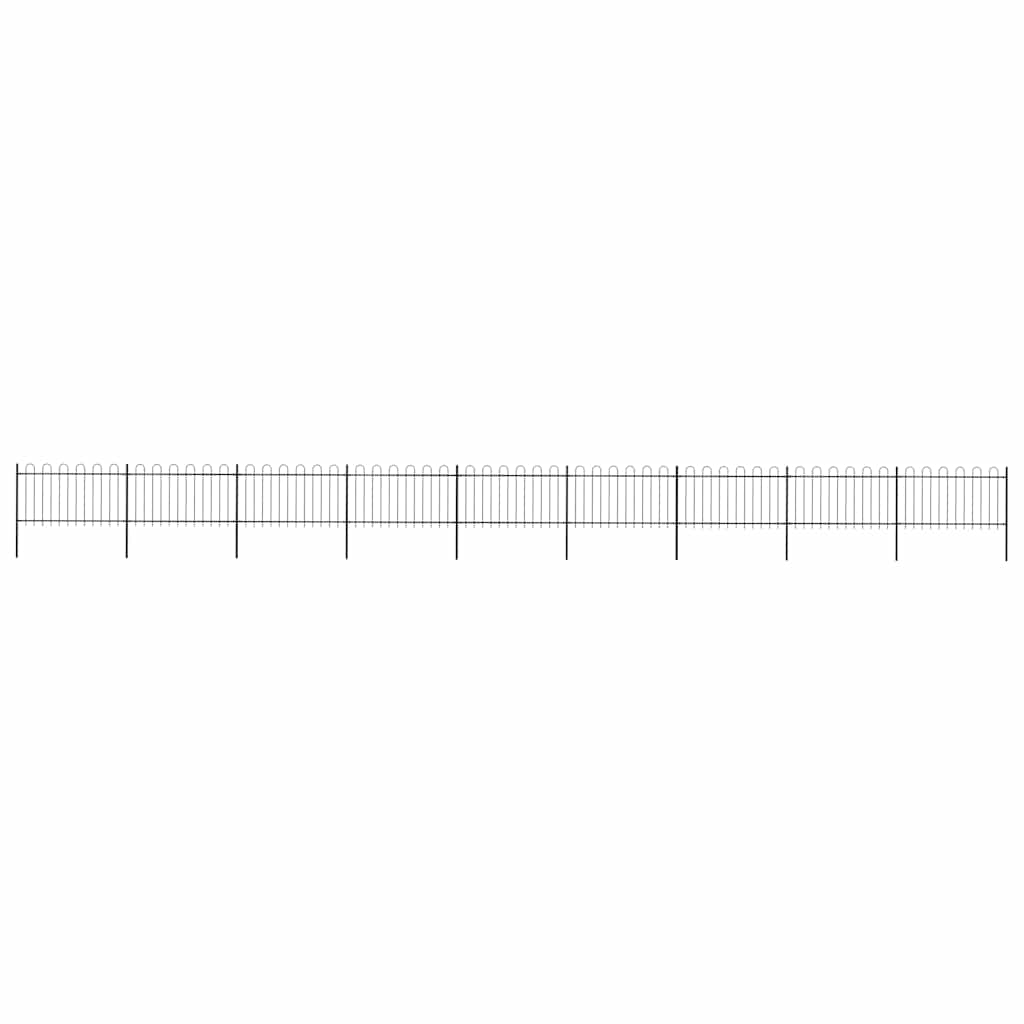Garden Fence with Hoop Top Steel 1603.5x100 cm Black