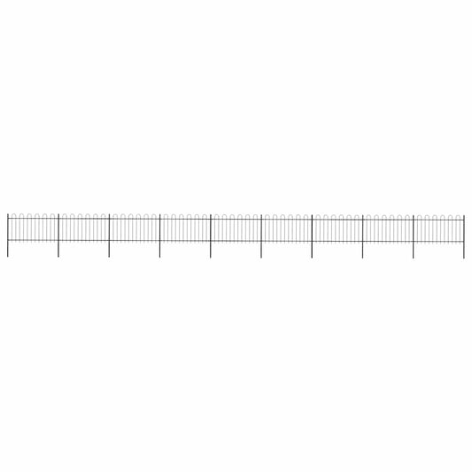 Garden Fence with Hoop Top Steel 1603.5x100 cm Black