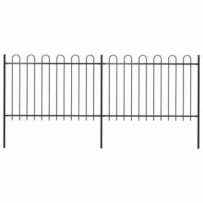 Garden Fence with Hoop Top Steel 359x120 cm Black