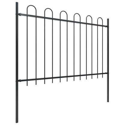 Garden Fence with Hoop Top Steel 359x120 cm Black