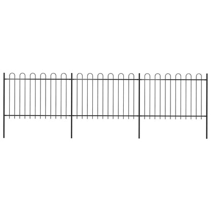Garden Fence with Hoop Top Steel 537x120 cm Black