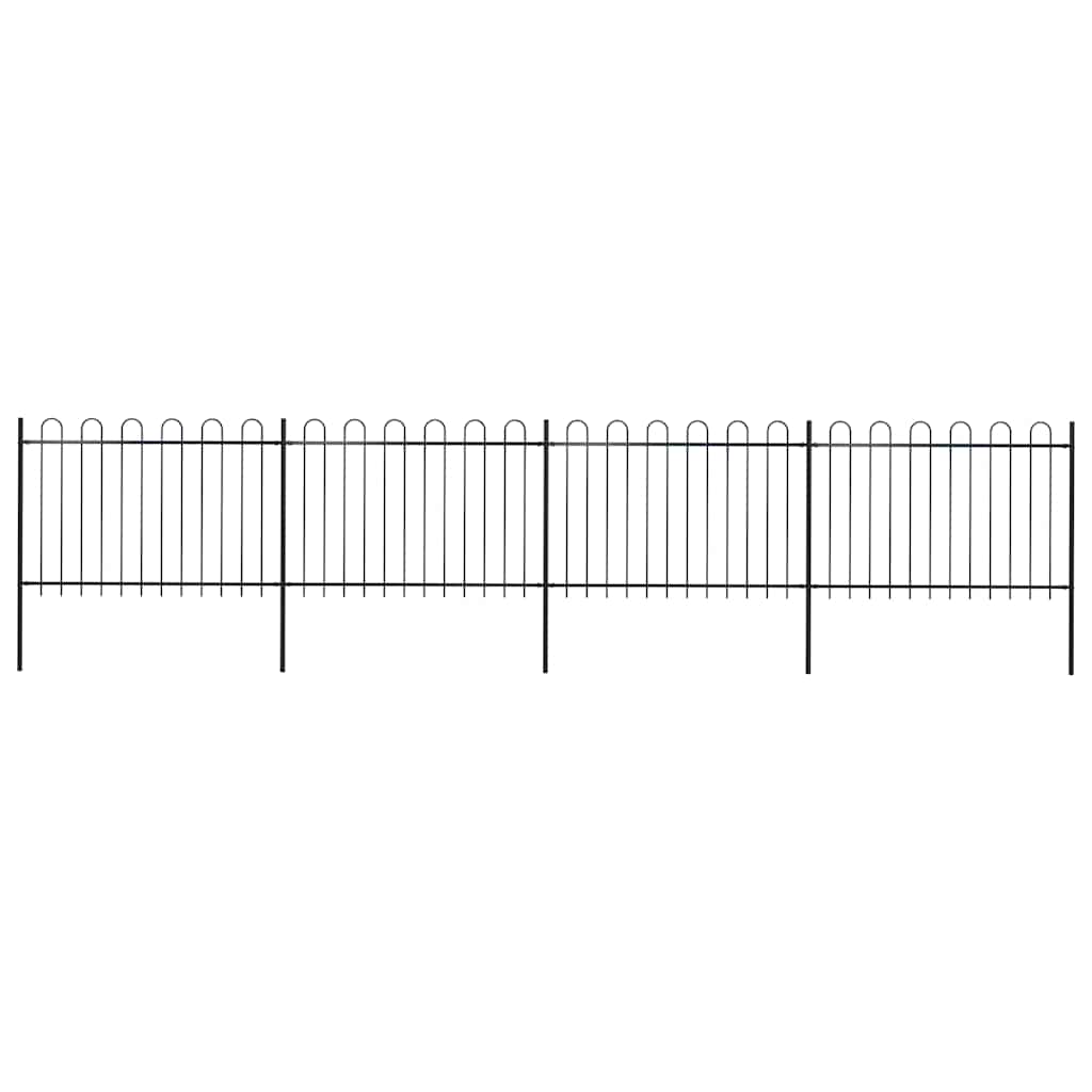 Garden Fence with Hoop Top Steel 714.5x120 cm Black