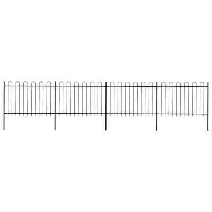 Garden Fence with Hoop Top Steel 714.5x120 cm Black