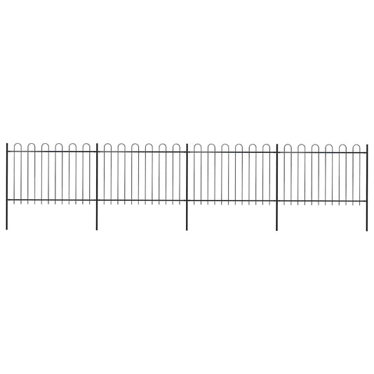 Garden Fence with Hoop Top Steel 714.5x120 cm Black