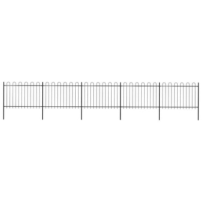 Garden Fence with Hoop Top Steel 8.5x1.2 m Black