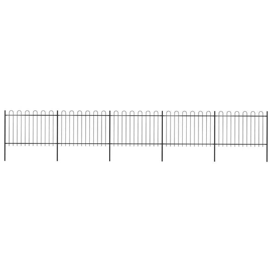 Garden Fence with Hoop Top Steel 8.5x1.2 m Black