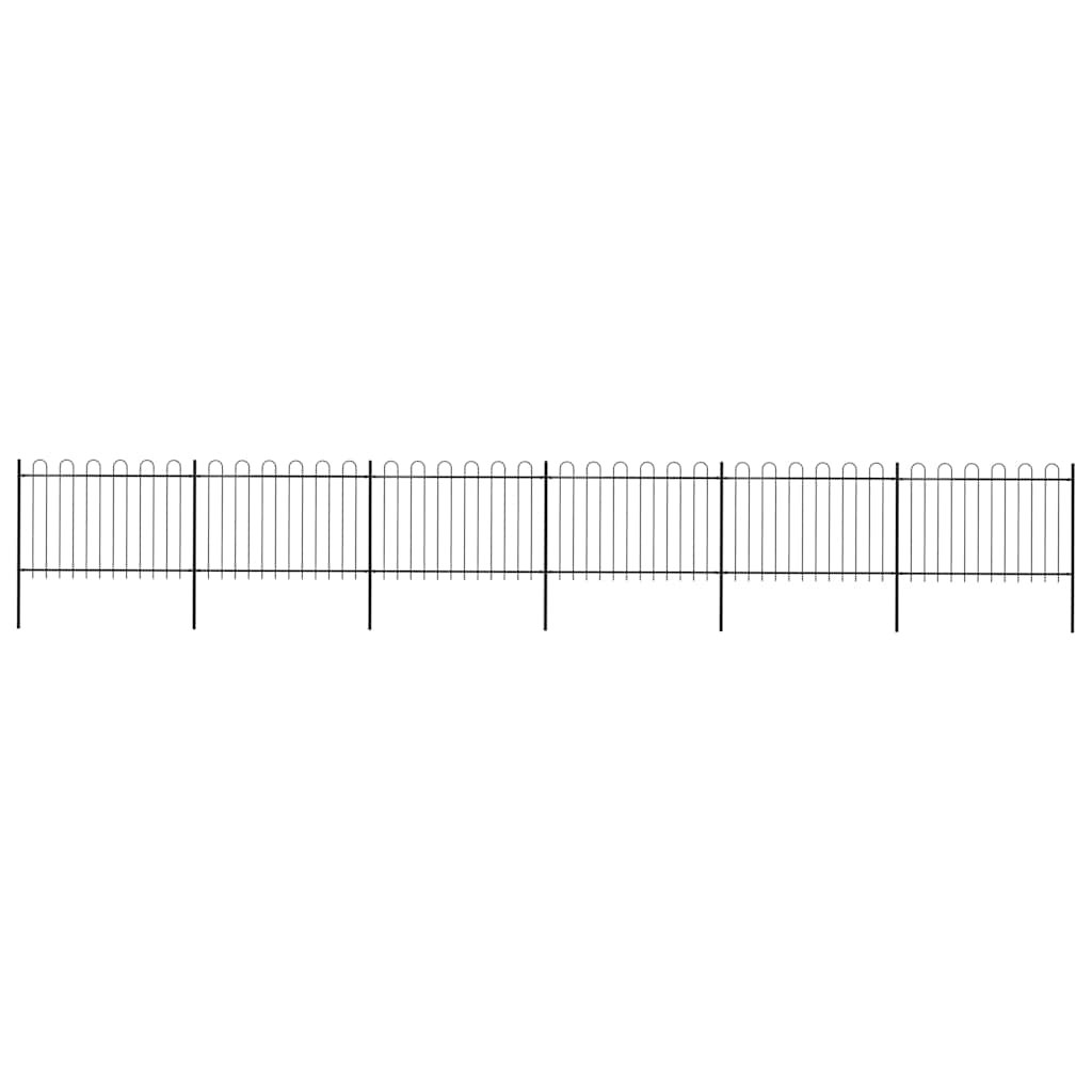 Garden Fence with Hoop Top Steel 1070x120 cm Black