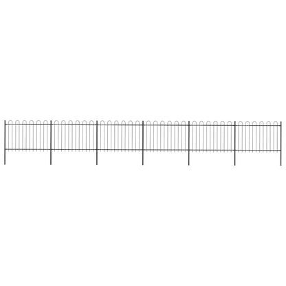 Garden Fence with Hoop Top Steel 1070x120 cm Black