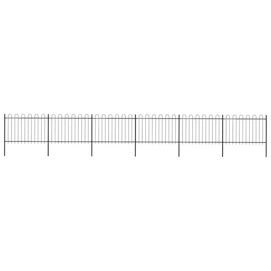 Garden Fence with Hoop Top Steel 1070x120 cm Black
