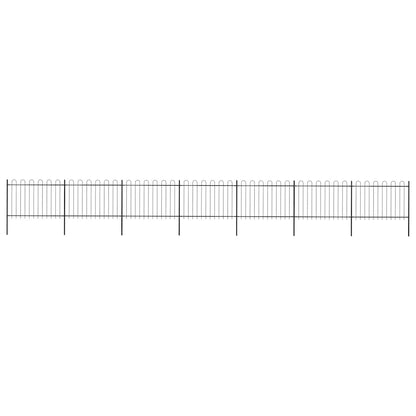 Garden Fence with Hoop Top Steel 1248x120 cm Black