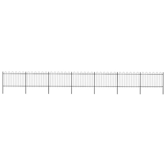 Garden Fence with Hoop Top Steel 1248x120 cm Black