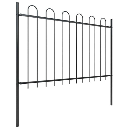 Garden Fence with Hoop Top Steel 1248x120 cm Black