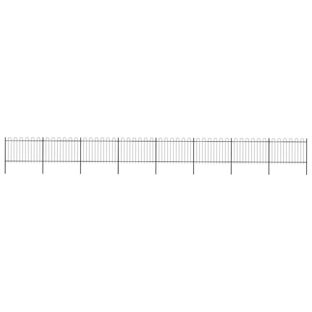 Garden Fence with Hoop Top Steel 1426x120 cm Black