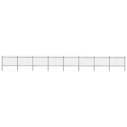 Garden Fence with Hoop Top Steel 1426x120 cm Black