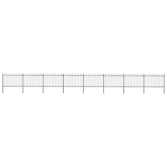 Garden Fence with Hoop Top Steel 1426x120 cm Black