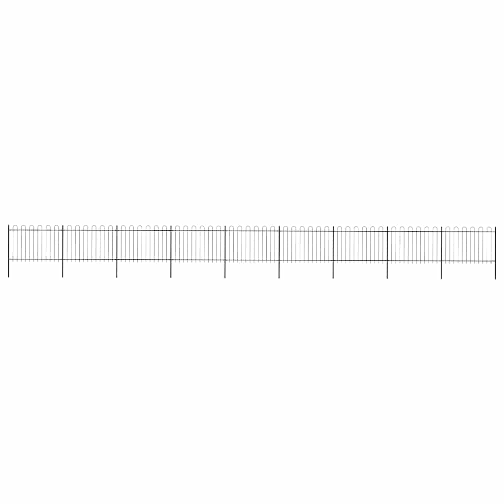 Garden Fence with Hoop Top Steel 1603.5x120 cm Black