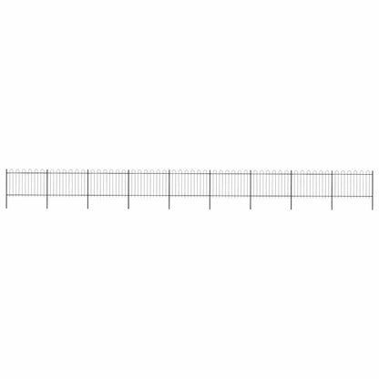 Garden Fence with Hoop Top Steel 1603.5x120 cm Black