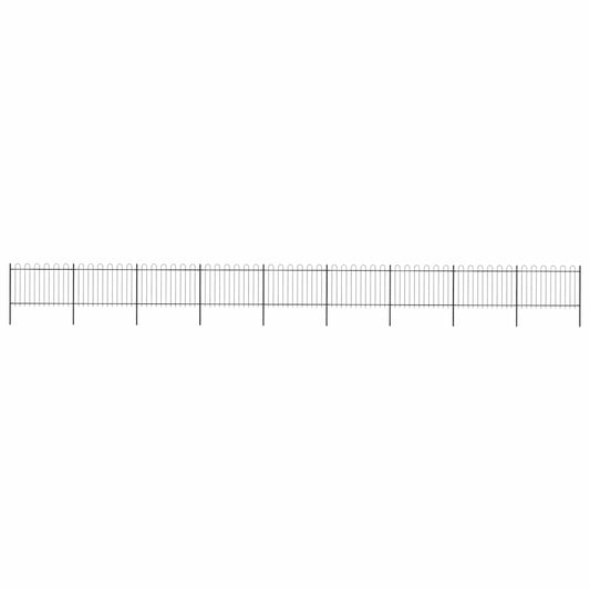 Garden Fence with Hoop Top Steel 1603.5x120 cm Black