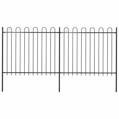 Garden Fence with Hoop Top Steel 359x150 cm Black
