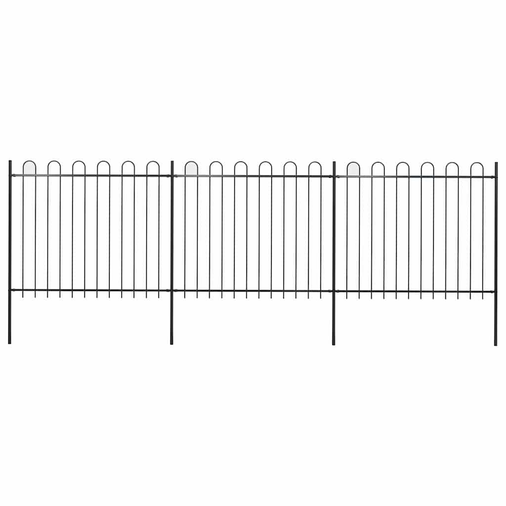 Garden Fence with Hoop Top Steel 537x150 cm Black