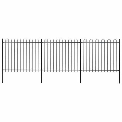 Garden Fence with Hoop Top Steel 537x150 cm Black