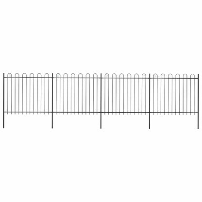 Garden Fence with Hoop Top Steel 714.5x150 cm Black