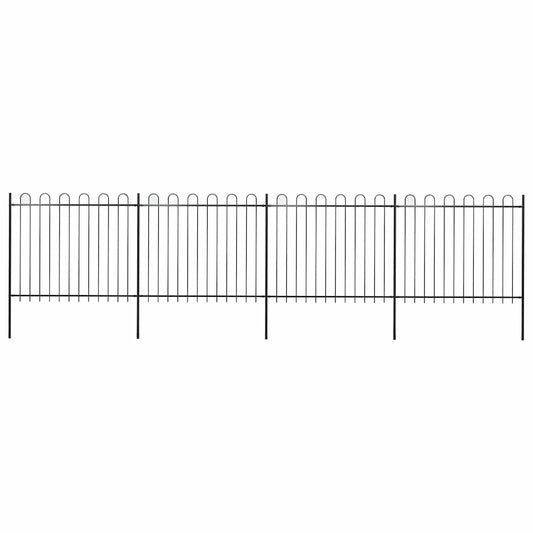 Garden Fence with Hoop Top Steel 714.5x150 cm Black
