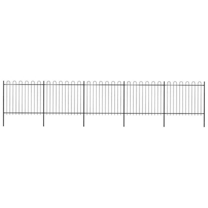 Garden Fence with Hoop Top Steel 892.5x150 cm Black