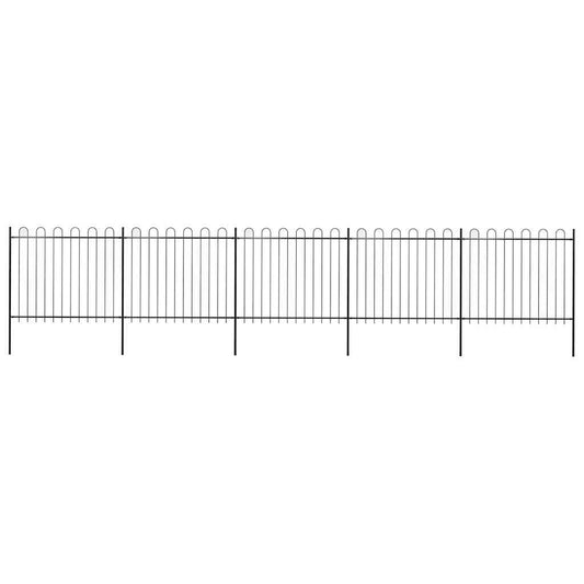 Garden Fence with Hoop Top Steel 892.5x150 cm Black