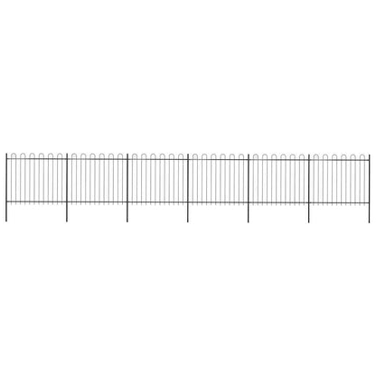 Garden Fence with Hoop Top Steel 1070x150 cm Black