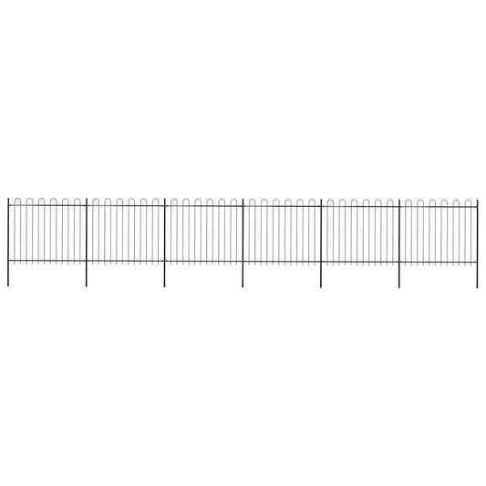 Garden Fence with Hoop Top Steel 1070x150 cm Black