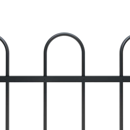Garden Fence with Hoop Top Steel 1070x150 cm Black