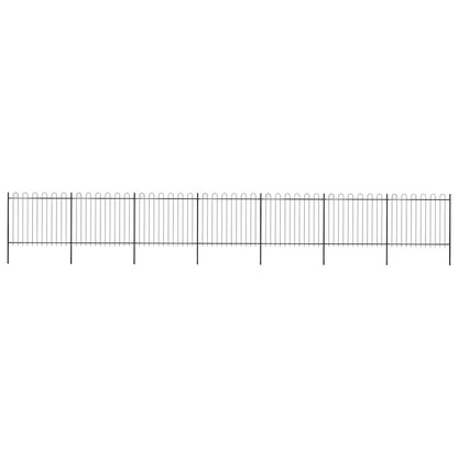 Garden Fence with Hoop Top Steel 1248x150 cm Black