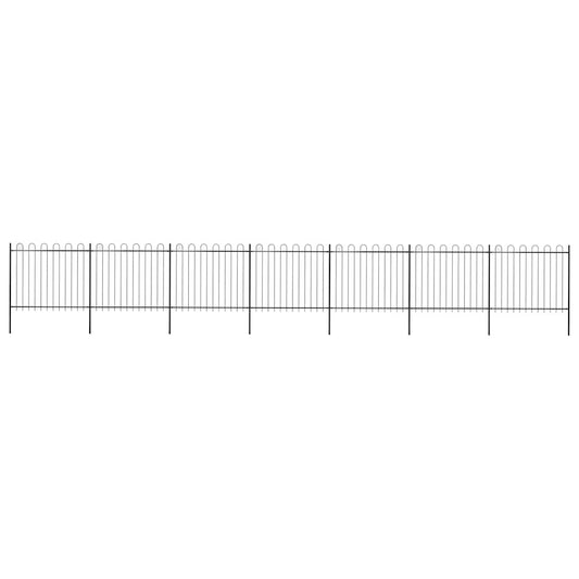 Garden Fence with Hoop Top Steel 1248x150 cm Black