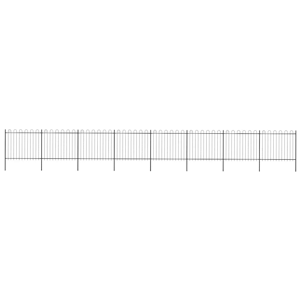 Garden Fence with Hoop Top Steel 1426x150 cm Black