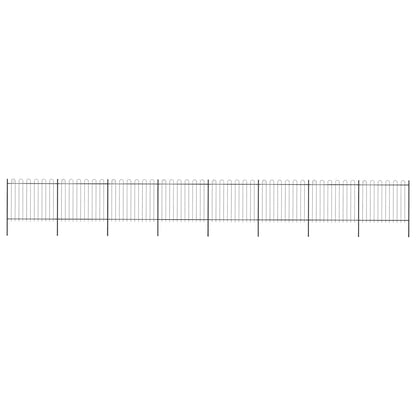 Garden Fence with Hoop Top Steel 1426x150 cm Black