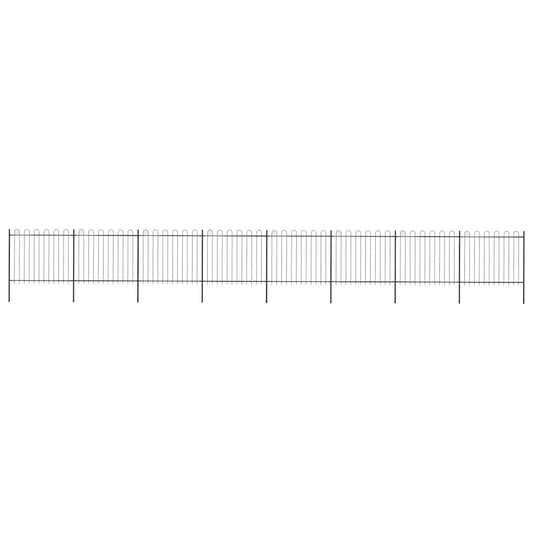 Garden Fence with Hoop Top Steel 1426x150 cm Black
