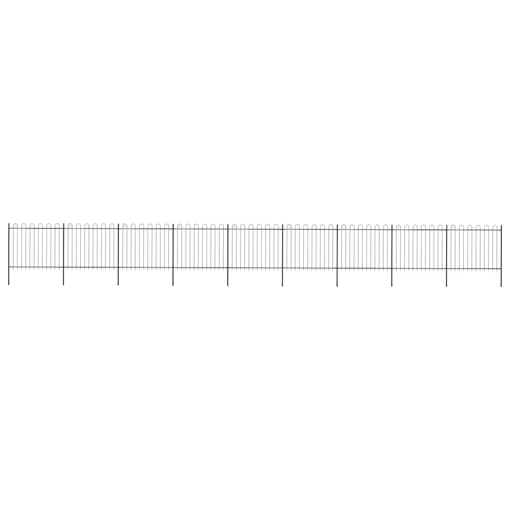 Garden Fence with Hoop Top Steel 1603.5x150 cm Black