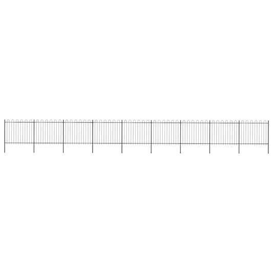 Garden Fence with Hoop Top Steel 1603.5x150 cm Black