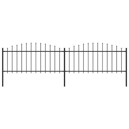 Garden Fence with Spear Top Steel (0.5-0.75)x3.4 m Black