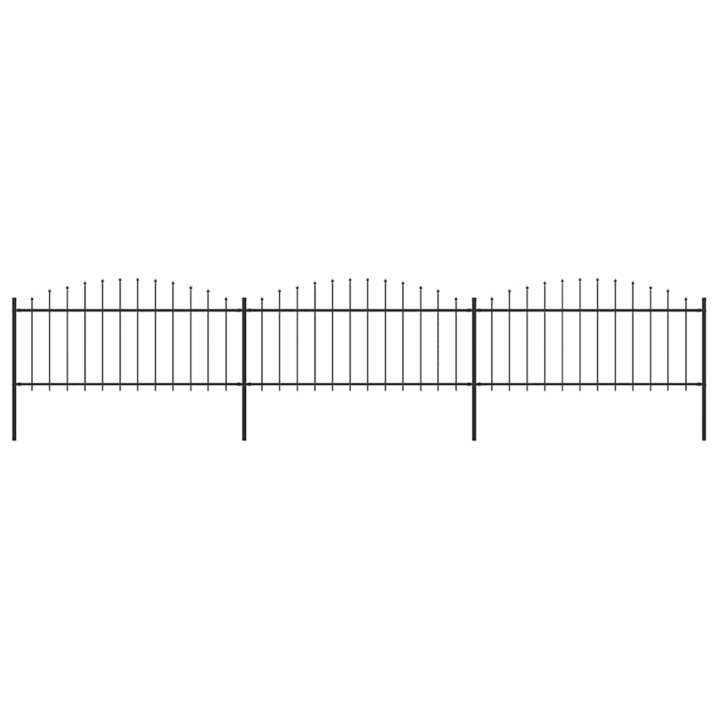 Garden Fence with Spear Top Steel 537x75 cm Black