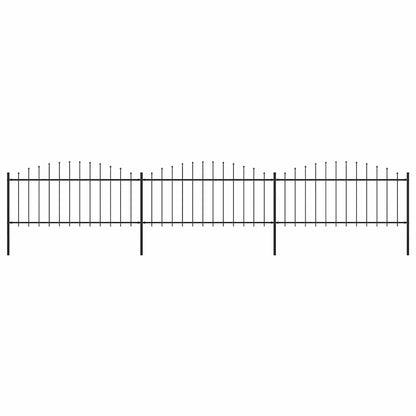 Garden Fence with Spear Top Steel 537x75 cm Black