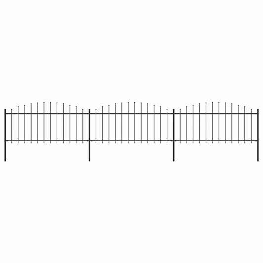 Garden Fence with Spear Top Steel 537x75 cm Black
