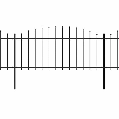 Garden Fence with Spear Top Steel 537x75 cm Black
